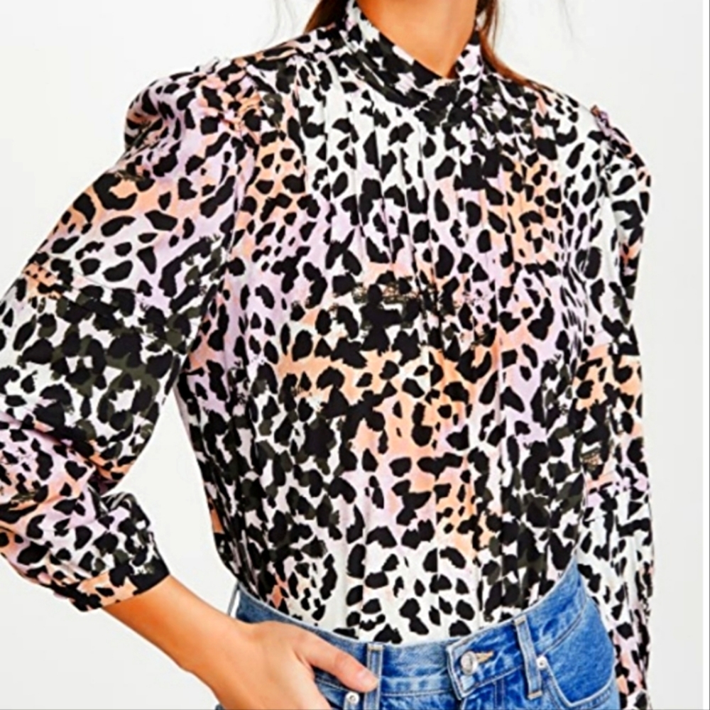 Veronica Beard Lety Leopard Blouse